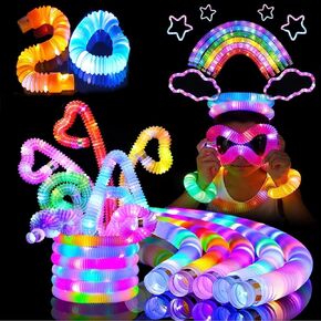 6PCS Multicolor Light Up Glow Necklaces Bracelets Party Favors Accessories for , Glow Sticks Pop Tubes for kids,Glow Birthday Camping Wedding Party Supplies Decorations for Boys Girls