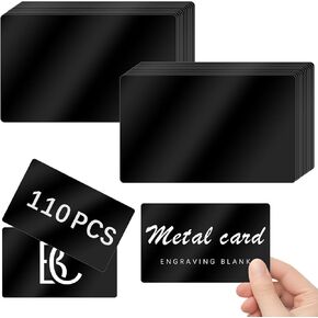 110 Pcs Black Metal Business Cards, Aluminium Metal Business Card Blanks for CNC Engraver Laser Engraving Multipurpose Personalized Custom Business Cards Blank Thickness 0.01 Inch