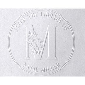 Ex Libris Floral Book Stamp Personalized | Custom Library Stamp | Self-Inking Book Embosser