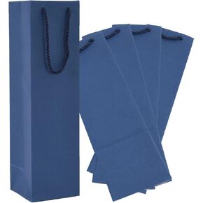 15pcs Navy Blue Wine Bags for Wine Bottles Gifts, Kraft Paper Wine Gift Bag, 3.7"x3.5"x13.8" Wine Tote Bag with Handles, Wine Bottle Gift Bags for Party, Wedding