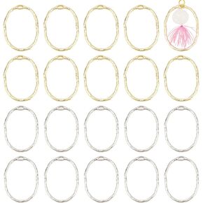 UNICRAFTALE 40Pcs 2 Colors Oval Open Back Bezel Pendants Alloy Ring Frame Pendants Epoxy Resin Pressed Flower Jewelry Blank Charms for DIY UV Resin Pressed Flower Crafts Jewelry Making
