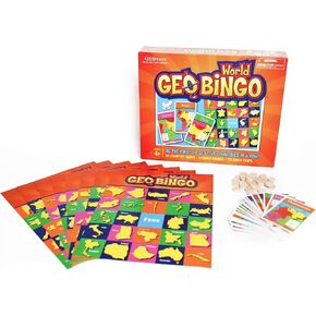 GeoToys GeoBingo, USA Bingo for Kids, Geography Game for Home, School or Camp - Fun Bingo Games for Family, Play & Learn States and Capitals of the USA, Bingo Game for Kids Ages 4 and Up