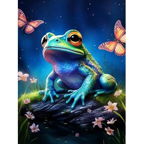 Bimkole DIY 5D Diamond Painting Planet Frog Moon by Number Kits, Paint with Diamonds Full Diamond Rhinestone Pictures Arts Craft Living Room Decor 12x16 inch