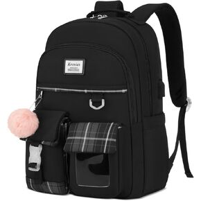 School Backpack for Teen Girls, Cute Kawaii Plaid Bookbag College Backpacks for Women 15.6 Inch Laptop Bag for Kindergarten Elementary Preschool Middle High School Students, Blue