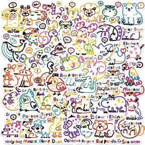 50 PCS Cute Kawaii Animal Stickers Anime Stickers for Kids Teens Girls Adults Waterproof Vinyl Cartoon Stickers Pack for Water Bottle Laptop Luggage Phone (Blue Animals)