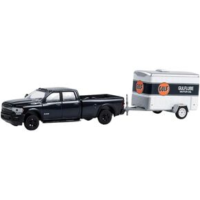 Greenlight 32290-D Hitch & Tow Series 29-2023 Ram 2500 - Gulf Oil with Small Gulflube Motor Oil Cargo Trailer 1:64 Scale Diecast