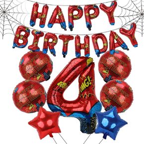 20 Pcs Spider Birthday Decorations, Spider Number 3 Foil Balloons Spider Happy Birthday Balloons Banner for 3rd Birthday Party Decor