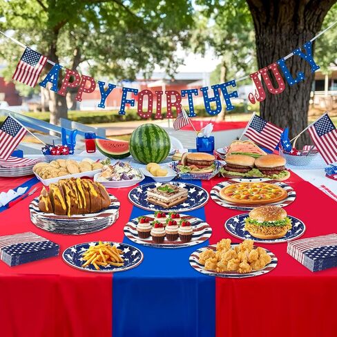 OuMuaMua 75 Pcs American Flag Patriotic Party Plates and Napkins, 4th of July Disposable Tableware Paper Set for Veterans, Election, July 4th Independence Day Party Supplies Decorations, Serves 25 in Saudi Arabia