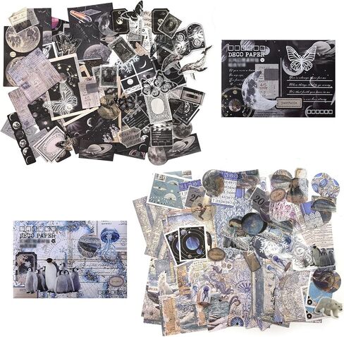 200Pcs Vintage Scrapbook Paper Sticker Kit, Nature Flowrs Scrapbooking Decals for Junk Journal Supplies Card Making Stationery Album, Collage, Planner, Gift Wrapping Craft in Kuwait