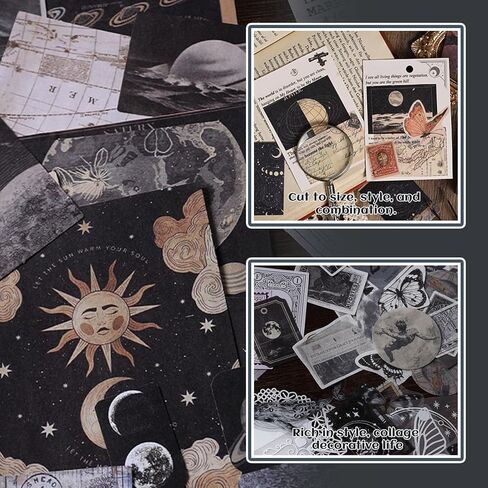 200Pcs Vintage Scrapbook Paper Sticker Kit, Nature Flowrs Scrapbooking Decals for Junk Journal Supplies Card Making Stationery Album, Collage, Planner, Gift Wrapping Craft in Kuwait