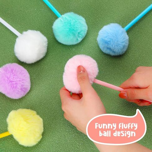 Epakh 36 Pcs Pompom Ballpoint Pen Fluffy Ball Cute Kawaii Plush Fuzzy Pen Black Gel Ink Macaron Color Ballpoint Pompom Gift for Office Women Coworkers, 6 Colors in Saudi Arabia