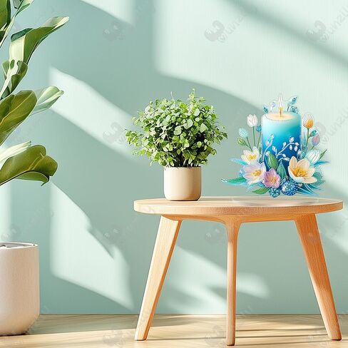 yunzlly tabletop diamond art kit kit للبالغين ، وسطح المكتب الماس الأكريليكي ، زخرفة ، لوحة طلاء GEM DIY (شمعة زرقاء) in Kuwait