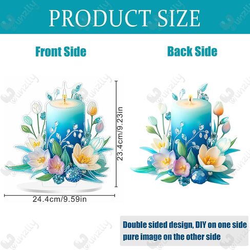 yunzlly tabletop diamond art kit kit للبالغين ، وسطح المكتب الماس الأكريليكي ، زخرفة ، لوحة طلاء GEM DIY (شمعة زرقاء) in Kuwait