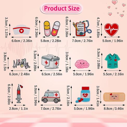 12pcs ممرضة التخرج الحديد على البقع ، بقع دكتور طبية مقدمة ممرضة خياطة على الحديد على المطرزة لفئة 2025 التخرج DIY Craft Craft Hat Decor Supplies Party in Saudi Arabia