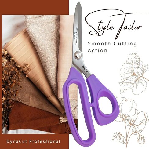 Fabric Scissors Tailor Sewing Shears Heavy Duty, Crafting Scissors, Ultra-Sharp Stainless Steel Blades, Ergonomic Soft TPR Grip, 8.5 Inch, Purple, Trusted by Tailors and Seamstresses in Saudi Arabia