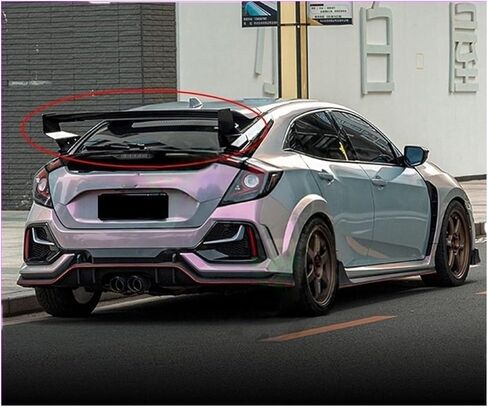 متوافق مع Honda Civic Hatchback FK7 2016 2017 2018 2019 2020 2021 Mugen1: 1 JDM FK4 SI Free Trunk Spoiler Lip Wing (Black) in Kuwait