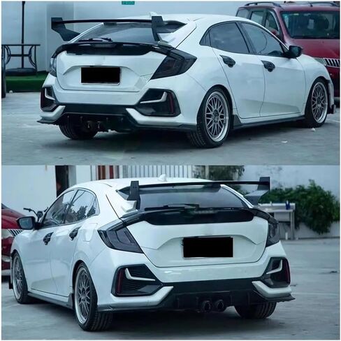 متوافق مع Honda Civic Hatchback FK7 2016 2017 2018 2019 2020 2021 Mugen1: 1 JDM FK4 SI Free Trunk Spoiler Lip Wing (Black) in Kuwait