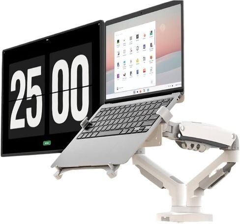 Two-in-one monitor notebook combination stand dual-screen external computer stand bracket mechanical arm desktop heightening radiator folding support suspended vertical adjustable shelf tablet(White) in Saudi Arabia