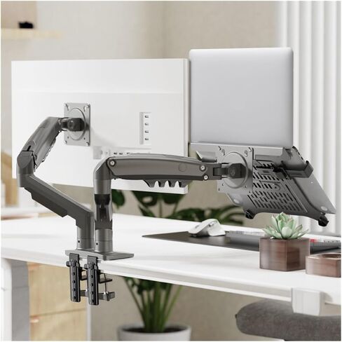 Two-in-one monitor notebook combination stand dual-screen external computer stand bracket mechanical arm desktop heightening radiator folding support suspended vertical adjustable shelf tablet(White) in Saudi Arabia