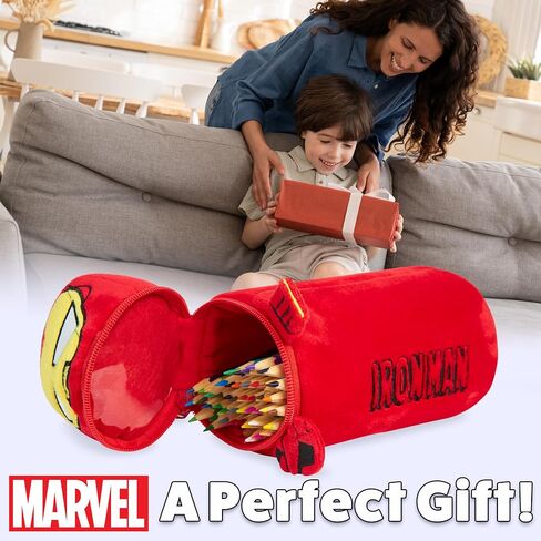 Marvel Spiderman أقلام الرصاص وحالة القلم الرصاص 48 PCS Color Pencil Set Suppies (Red Iron Man) in Saudi Arabia