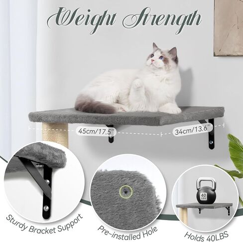 KAMABOKO Cat Wall Furniture, Wall Mounted Cats Climber, 5pcs Cats Wall Shelves, Cat Hammock, Tree, Steps, and Scratcher, Pet Furniture for Indoor - Dark Grey in Saudi Arabia
