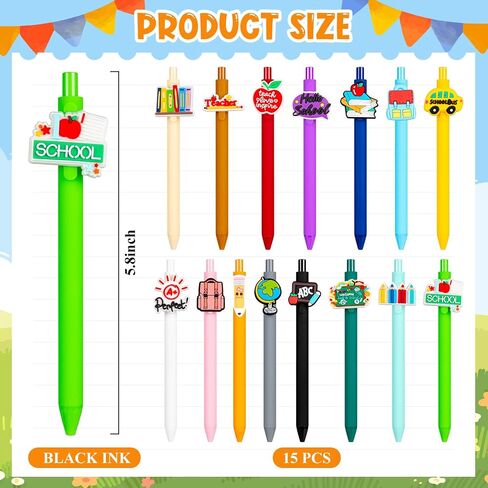 15 PCS Teacher Pens, Funny Cute Pen Black Ink Fine Point Smooth Writing Pens for Teachers, Cool Gifts Teacher Appreciation Ballpoint Pen Bulk for Students Back to School Office Supplies in Saudi Arabia