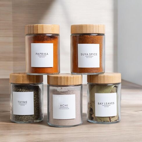 Spice Label Stickers, including Nigerian Spices and Expiration Labels for Spice Jars & Storage Organization for Kitchen Pantry- Naija Spice Collection (White, Square) in Saudi Arabia