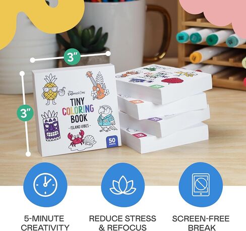 Tiny Expressions Mini Coloring Books for Adults and Kids (3x3 Inches) - Pocket Size | Bulk 5 Pack Small, Simple Stress Relief Coloring Book for Relaxation, Mindfulness & Anxiety in Kuwait