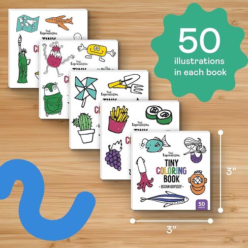 Tiny Expressions Mini Coloring Books for Adults and Kids (3x3 Inches) - Pocket Size | Bulk 5 Pack Small, Simple Stress Relief Coloring Book for Relaxation, Mindfulness & Anxiety in Kuwait