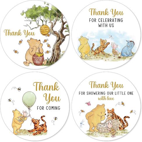 Advivio 80Pcs Funny Bear Themed Thank You Stickers, Baby Shower Stickers Boy or Girl, for Gender Reveal Decorations Birthday Party Labels Decorations, 2 Inch in Kuwait