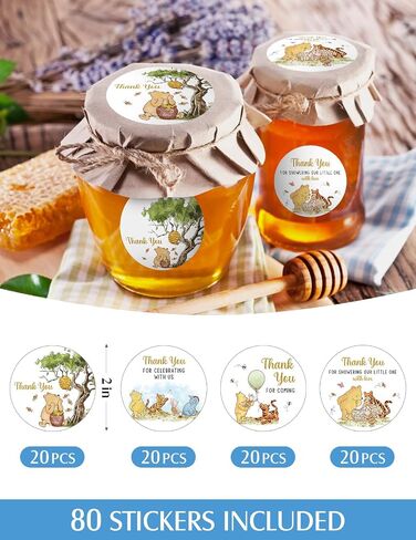 Advivio 80Pcs Funny Bear Themed Thank You Stickers, Baby Shower Stickers Boy or Girl, for Gender Reveal Decorations Birthday Party Labels Decorations, 2 Inch in Kuwait