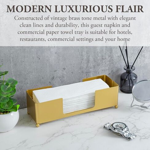 MyGift Modern Matte Black Metal Tabletop Commercial Folded Paper Towel Holder, Countertop Trifold Disposable Napkin Dispenser Tray in Saudi Arabia