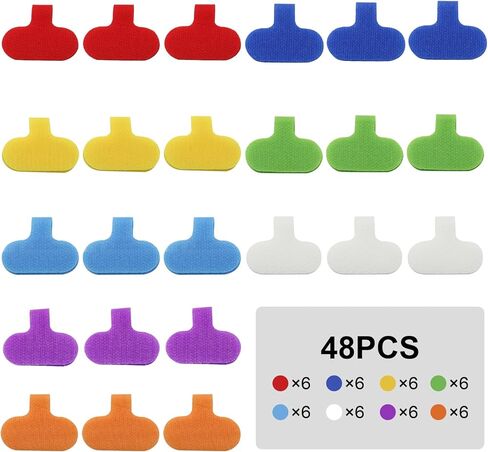 72 PCS ملصقات كابلات ، 8 ألوان تكتب على ملصقات سلكية ملصقات نايلون سلك العلامات التعريف لأجهزة الكمبيوتر الإلكترونية إدارة كابل in Kuwait
