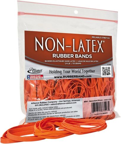 Alliance Rubber 37178#117B Non-Latex Rubber Bands, 1/4 lb Poly Bag Contains Approx. 63 Bands (7" x 1/8", Orange) in Saudi Arabia