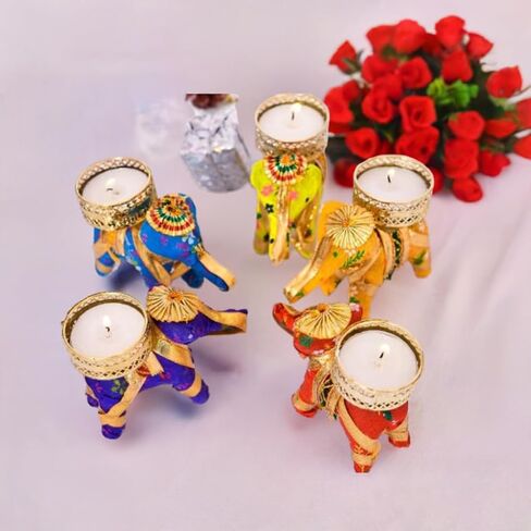 India Gift Hub Elephant Tea Light Holder, Elephant Candle Holder, Festive Gift Ideas, Home Decor. (20) in Saudi Arabia