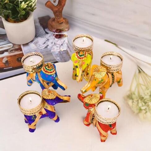 India Gift Hub Elephant Tea Light Holder, Elephant Candle Holder, Festive Gift Ideas, Home Decor. (20) in Saudi Arabia