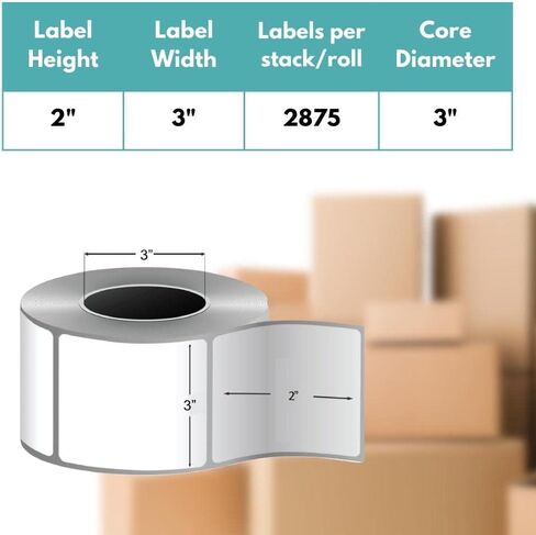 PSBM Thermal Transfer Labels, 4x2 Inch, 4 Rolls, 2875 Labels/Roll, 3 Inch Core, Perforated, Must Have Thermal Ribbon (Not Included) in Saudi Arabia