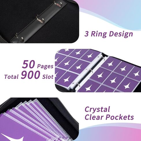 موثق بطاقة التداول ، 9 أكمام جيب متوافقة مع 900 بطاقة Lorcana ، تناسب مجموعة عرض تخزين MTG TCG (BB) in Kuwait