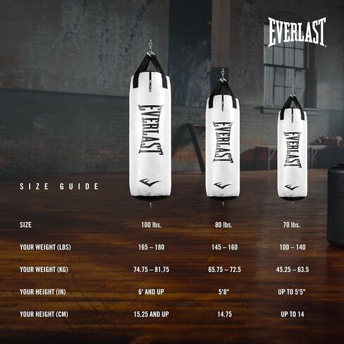 Everlast Elite 2 Nevatear Heavy Punching Bag Home Gym Equipment with Dual Hanging Strap and Swivel Mount for Boxing and Martial Arts Training, Black in Saudi Arabia