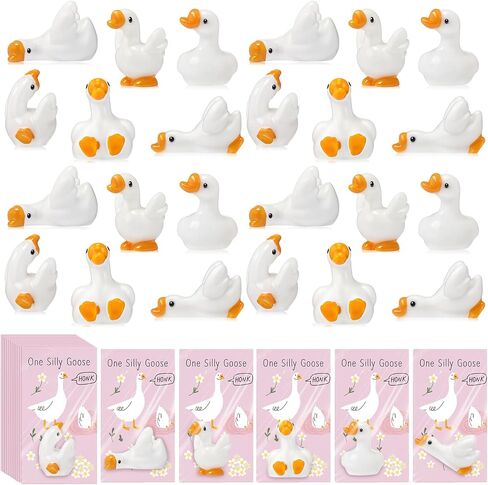 Weysat 30 Sets One Silly Goose 1st Birthday Party Decoration Mini Resin Goose Figurines with Pink Cards Girl Baby Shower Favor for Guest Birthday Decor Party Supplies in Saudi Arabia