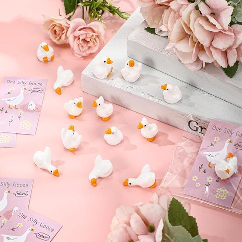 Weysat 30 Sets One Silly Goose 1st Birthday Party Decoration Mini Resin Goose Figurines with Pink Cards Girl Baby Shower Favor for Guest Birthday Decor Party Supplies in Saudi Arabia