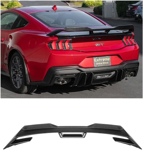 استبدال لنماذج فورد موستانج S650 الحاضرة 2024 | GT Performance Package ABS Plastic - جناح غطاء جذع خلفي باللون الأسود اللطيف مع مفسد WickerBill ألياف الكربون in Kuwait
