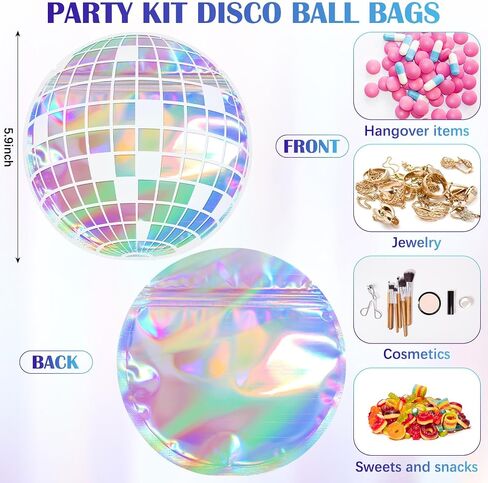 100 Pcs Disco Ball Bags 5.9 x 5.9 inches Recovery Kit Bachelorette Party Resealable Bags for Travel Packaging Bachelorette Wedding Party Favors (Disco Ball) in Saudi Arabia