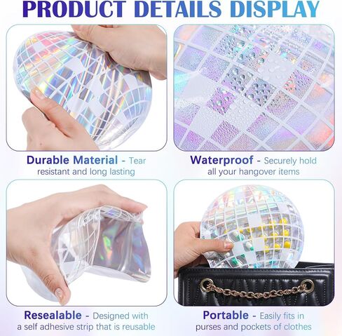 100 Pcs Disco Ball Bags 5.9 x 5.9 inches Recovery Kit Bachelorette Party Resealable Bags for Travel Packaging Bachelorette Wedding Party Favors (Disco Ball) in Saudi Arabia