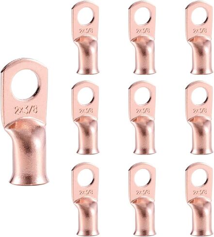10 قطعة 1/0 AWG-3/8 "(M10) أطراف حلقية عروات البطارية 0 مقياس كابل البطارية ينتهي العروات السلكية الثقيلة 0 محطات قياس العروات النحاسية موصلات طرفية البطارية in Kuwait