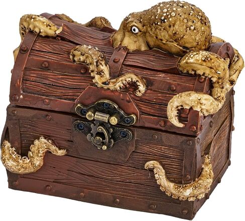 Retro DND Dice Storage Box, Octopus D&D Dice Box Great Gift for Dungeons and Dragons Players DM Masters RPG Tabletop Game, Holds 2 Sets of Polyhedral Dice (Brown) in Saudi Arabia