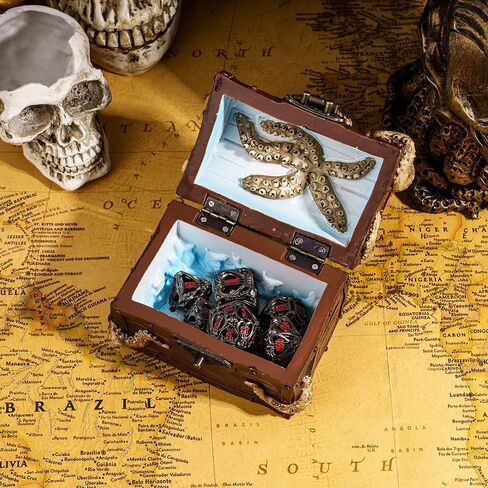 Retro DND Dice Storage Box, Octopus D&D Dice Box Great Gift for Dungeons and Dragons Players DM Masters RPG Tabletop Game, Holds 2 Sets of Polyhedral Dice (Brown) in Saudi Arabia
