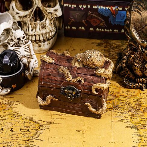 Retro DND Dice Storage Box, Octopus D&D Dice Box Great Gift for Dungeons and Dragons Players DM Masters RPG Tabletop Game, Holds 2 Sets of Polyhedral Dice (Brown) in Saudi Arabia