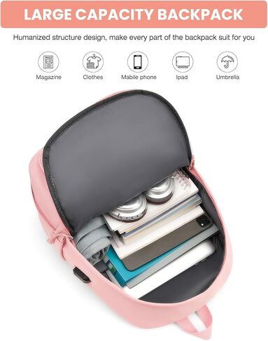 Black School Backpack for Teen Girls: 15.6 Inch College Book Bag with USB Charging Port Anti Theft Student Casual Daypack Middle High School Bag Fashion Travel Back Pack Laptop Backpacks for Women in Saudi Arabia