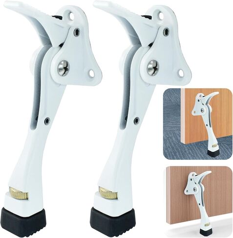 1 Pack Kick Down Door Stopper, White Heavy Duty Kickdown Door Stop for Bottom of Door Adjustable Door Stopper with Non-Slip Rubber Tip(4 Inch) in Saudi Arabia